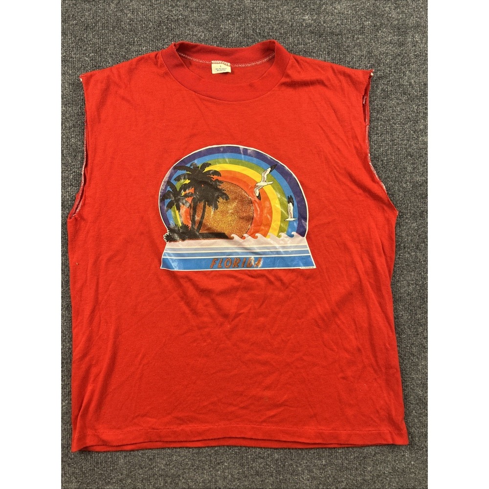 Vintage Florida Cutoff Shirt Size Large Single Stich - Red